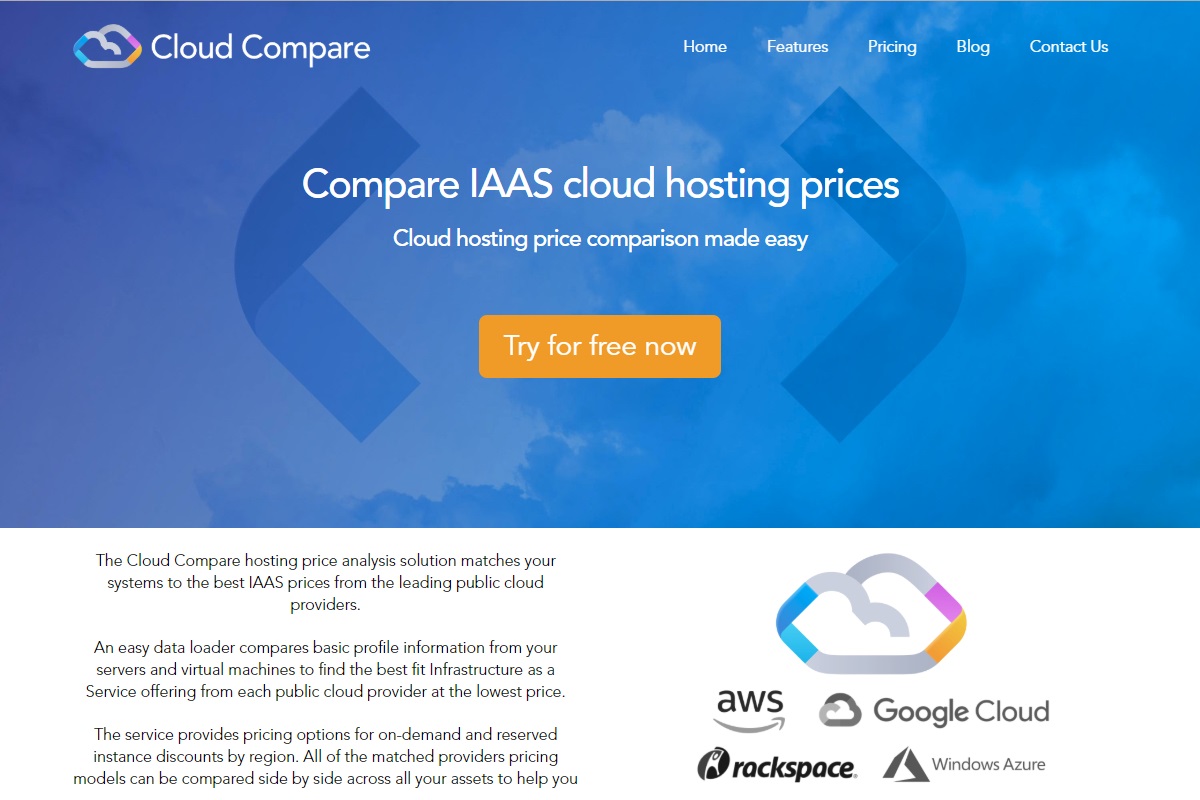 cloudcompare.io service launch landing page